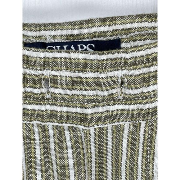 CHAPS LinenPalazzo Pants Khaki Striped Small - Picture 3 of 4